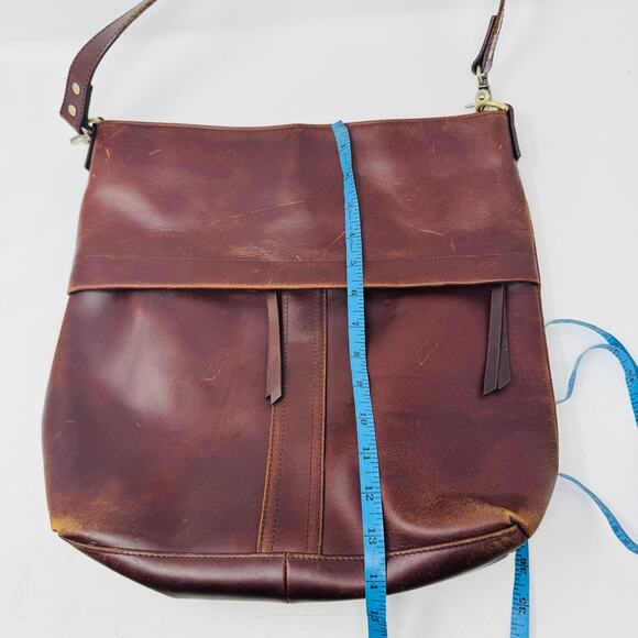 Vintage Brown Leather Shoulder Bag Large Slouchy Tote Satchel Unbranded - Picture 12 of 14